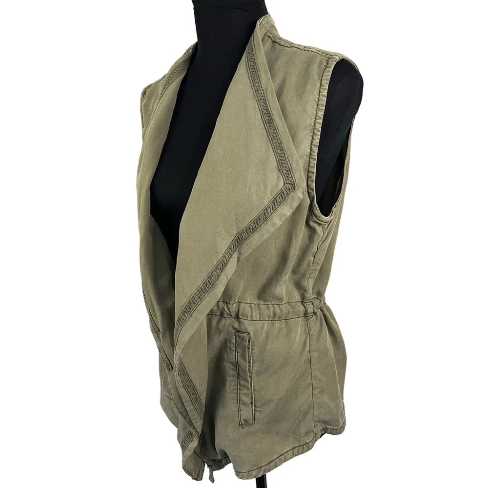 Max Jeans Army Green Sleeveless Utility Jacket Vest Tencel Womens Medium NWT